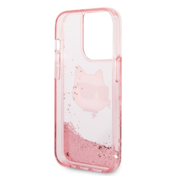 Tok Apple iPhone 14 Pro-hoz, Karl Lagerfeld, Glitter Choupette's Head, Rózsaszín