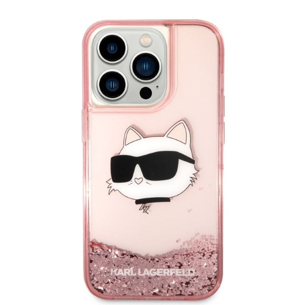 Tok Apple iPhone 14 Pro-hoz, Karl Lagerfeld, Glitter Choupette's Head, Rózsaszín