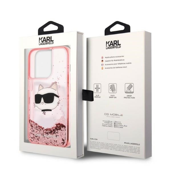 Tok Apple iPhone 14 Pro-hoz, Karl Lagerfeld, Glitter Choupette's Head, Rózsaszín