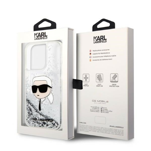 Tok Apple iPhone 14 Pro-hoz, Karl Lagerfeld, Glitter Karl's Head, Ezüst