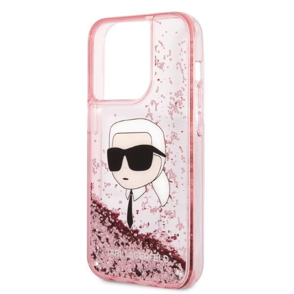 Tok Apple iPhone 14 Pro-hoz, Karl Lagerfeld, Glitter Karl's Head, Rózsaszín