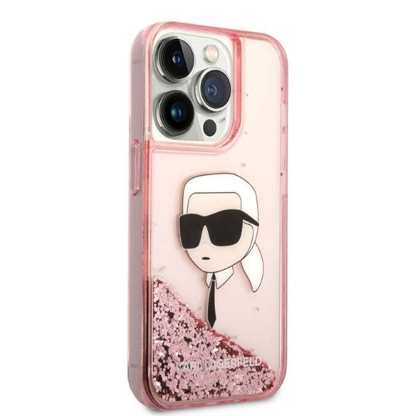 Tok Apple iPhone 14 Pro-hoz, Karl Lagerfeld, Glitter Karl's Head, Rózsaszín