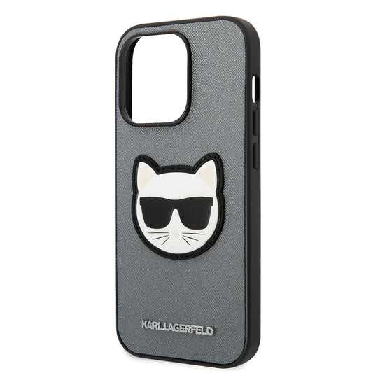 Tok Apple iPhone 14 Pro-hoz, Karl Lagerfeld, Saffiano Choupette's Head, Ezüst