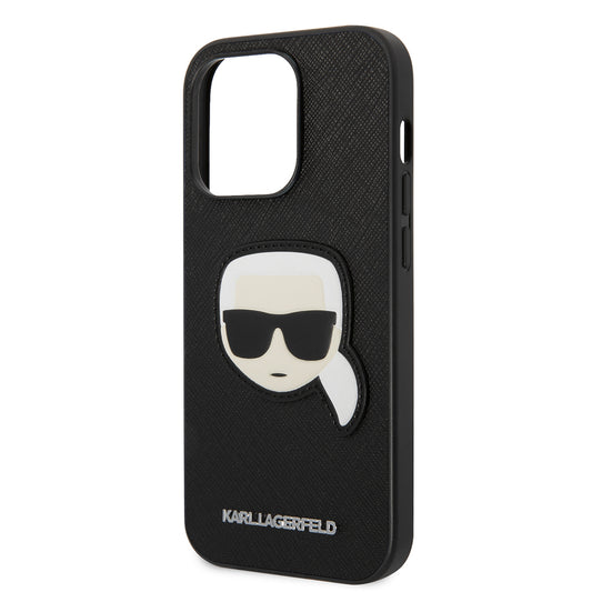 Tok Apple iPhone 14 Pro-hoz, Karl Lagerfeld, Saffiano Karl's Head, Fekete