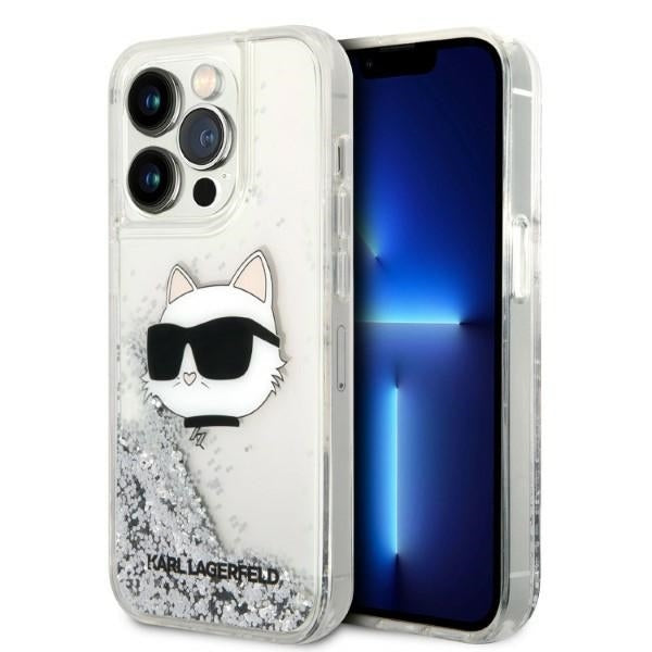 Tok Apple iPhone 14 Pro Max-hoz, Karl Lagerfeld, Glitter Choupette's Head, Ezüst színű