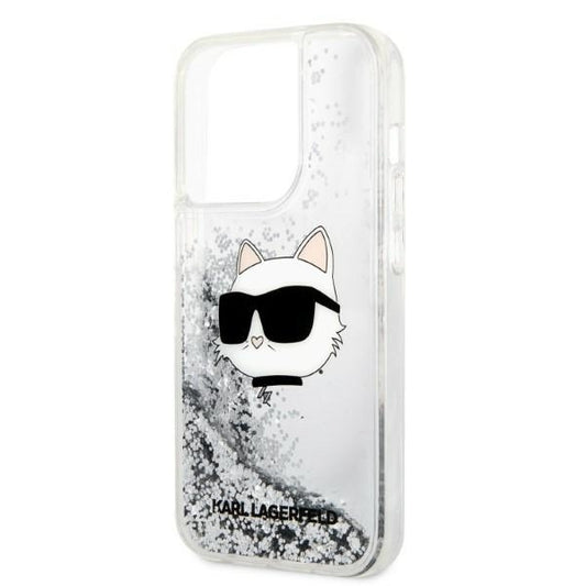 Tok Apple iPhone 14 Pro Max-hoz, Karl Lagerfeld, Glitter Choupette's Head, Ezüst színű