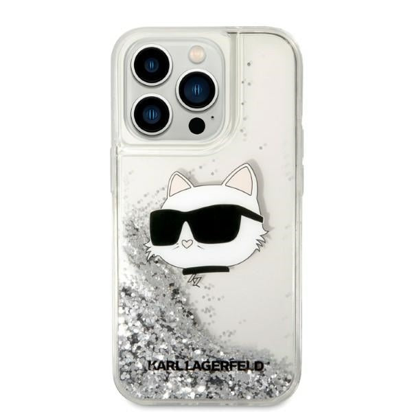 Tok Apple iPhone 14 Pro Max-hoz, Karl Lagerfeld, Glitter Choupette's Head, Ezüst színű