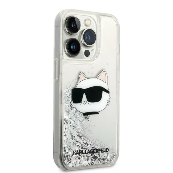 Tok Apple iPhone 14 Pro Max-hoz, Karl Lagerfeld, Glitter Choupette's Head, Ezüst színű
