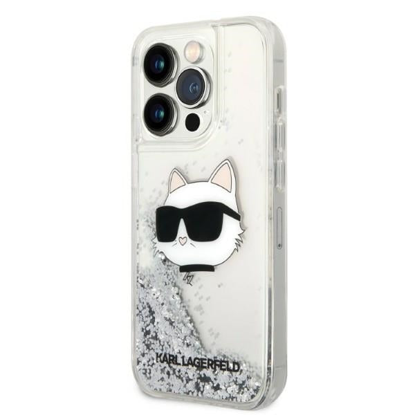 Tok Apple iPhone 14 Pro Max-hoz, Karl Lagerfeld, Glitter Choupette's Head, Ezüst színű