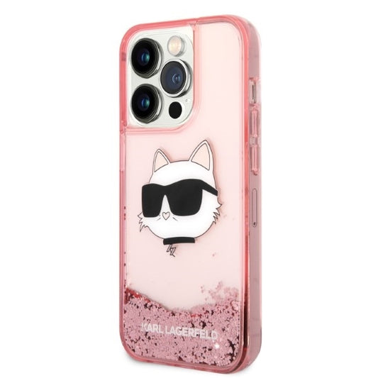 Tok Apple iPhone 14 Pro Max-hoz, Karl Lagerfeld, Glitter Choupette's Head, Rózsaszín