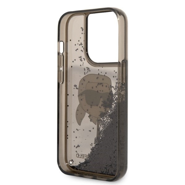 Tok Apple iPhone 14 Pro Max-hoz, Karl Lagerfeld, Glitter Karl's Head, Fekete