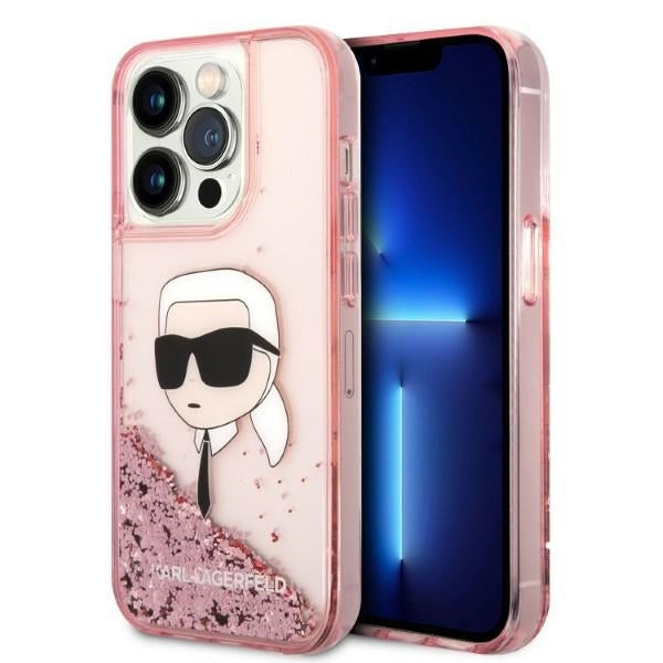 Tok Apple iPhone 14 Pro Max-hoz, Karl Lagerfeld, Glitter Karl's Head, Rózsaszín