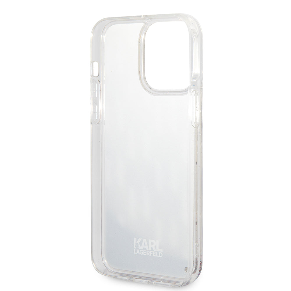 Tok Apple iPhone 14 Pro Max-hoz, Karl Lagerfeld, Liquid Glitter Monogram, Ezüst