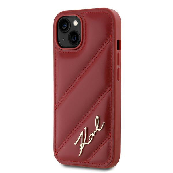 Tok Apple iPhone 15-höz, Karl Lagerfeld, Diagonal Quilted Script, Rosie