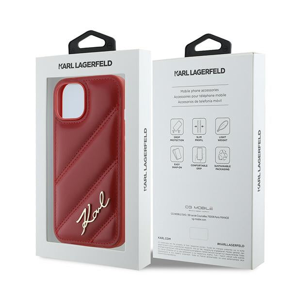 Tok Apple iPhone 15-höz, Karl Lagerfeld, Diagonal Quilted Script, Rosie