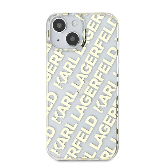 Tok Apple iPhone 15-höz, Karl Lagerfeld, IML Luxury Gold Fullover Logo, Arany