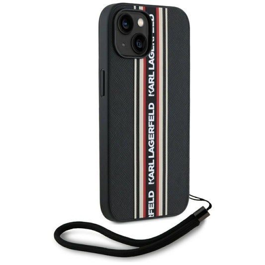Tok Apple iPhone 15-höz, Karl Lagerfeld, Saffiano Athleisure Stripes with Strap, Rosie