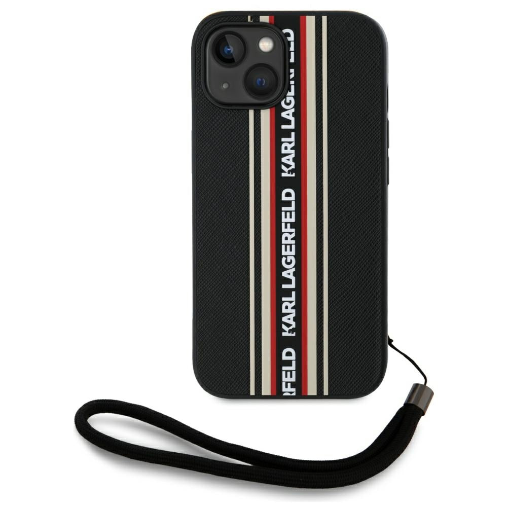 Tok Apple iPhone 15-höz, Karl Lagerfeld, Saffiano Athleisure Stripes with Strap, Rosie