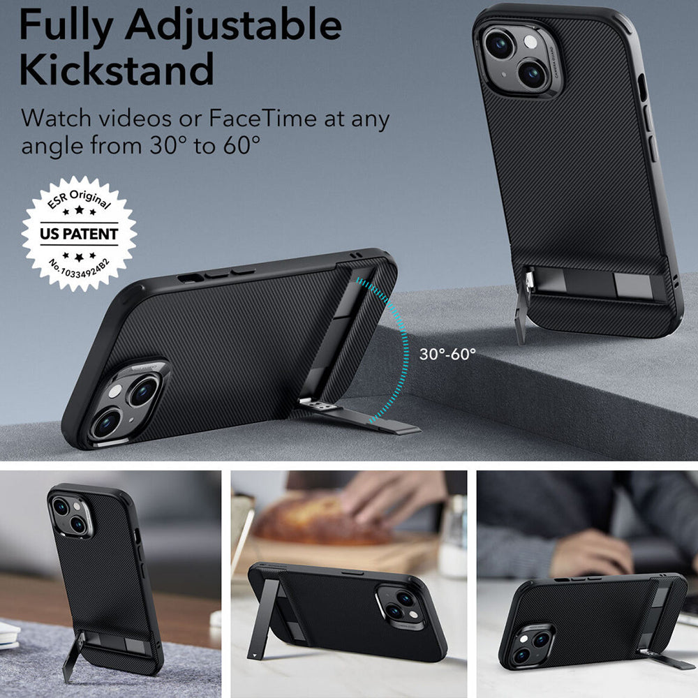 Tok Apple iPhone 15 Plus-hoz, ESR, Air Shield Boost Kickstand, Fekete