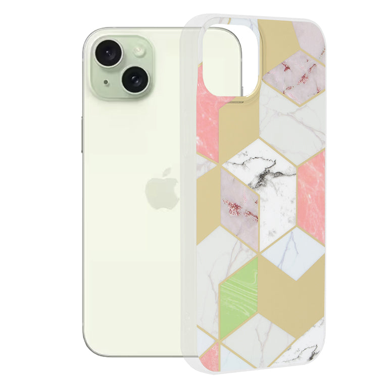 Tok Apple iPhone 15 Plus-hoz, Techsuit, Márvány, Lila