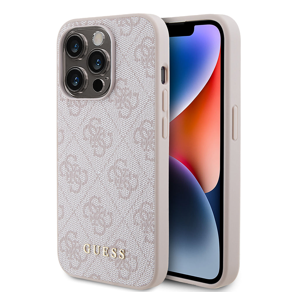 Tok Apple iPhone 15 Pro-hoz, Guess, 4G Metal Gold Logo, Rózsaszín