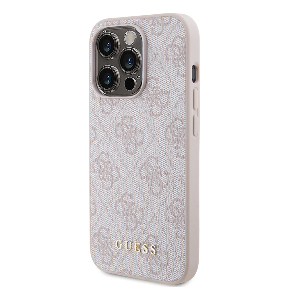 Tok Apple iPhone 15 Pro-hoz, Guess, 4G Metal Gold Logo, Rózsaszín