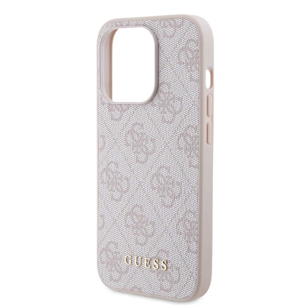 Tok Apple iPhone 15 Pro-hoz, Guess, 4G Metal Gold Logo, Rózsaszín