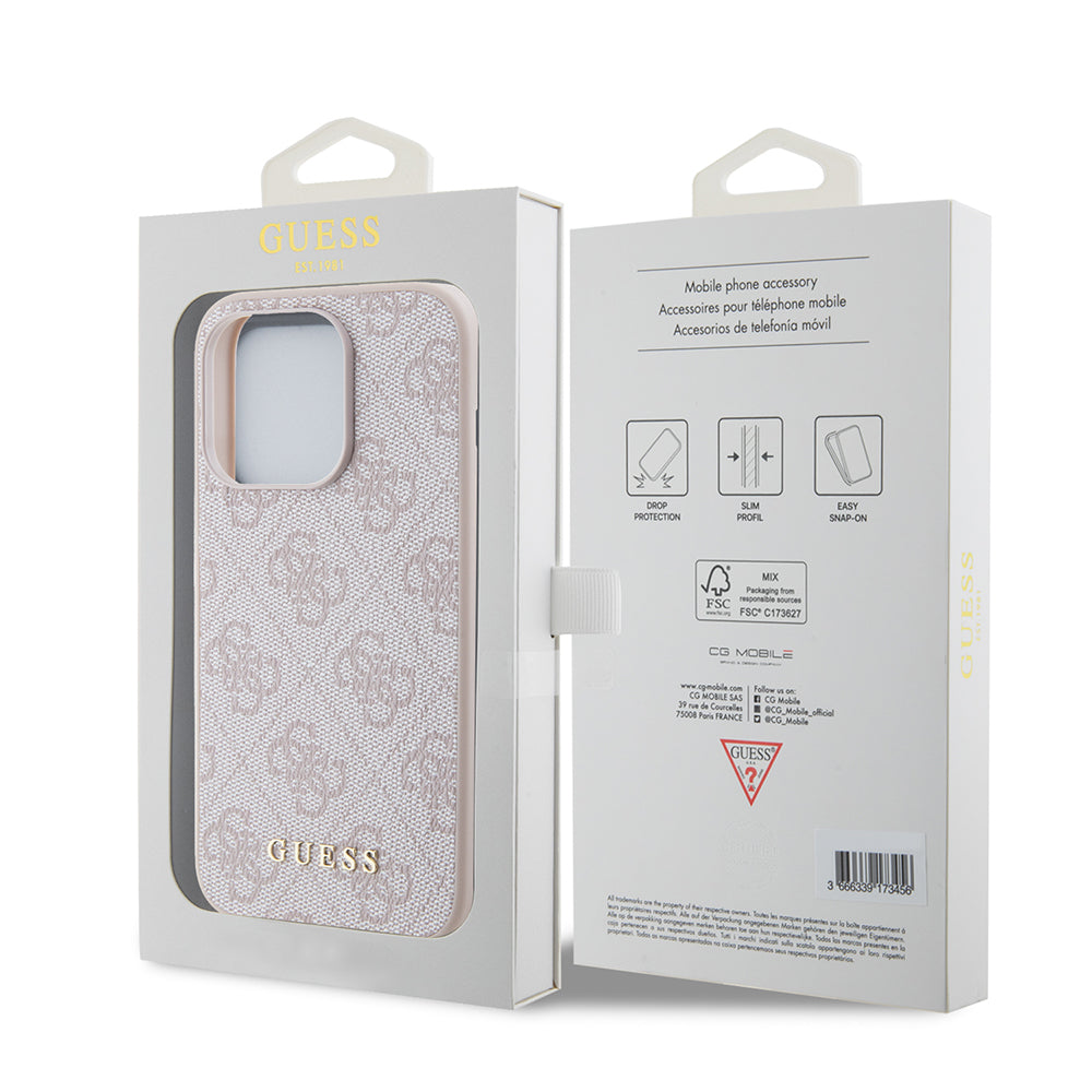 Tok Apple iPhone 15 Pro-hoz, Guess, 4G Metal Gold Logo, Rózsaszín