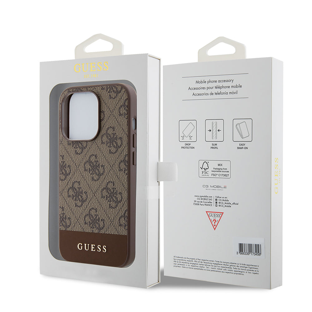 Tok Apple iPhone 15 Pro-hoz, Guess, 4G Stripe, Barna