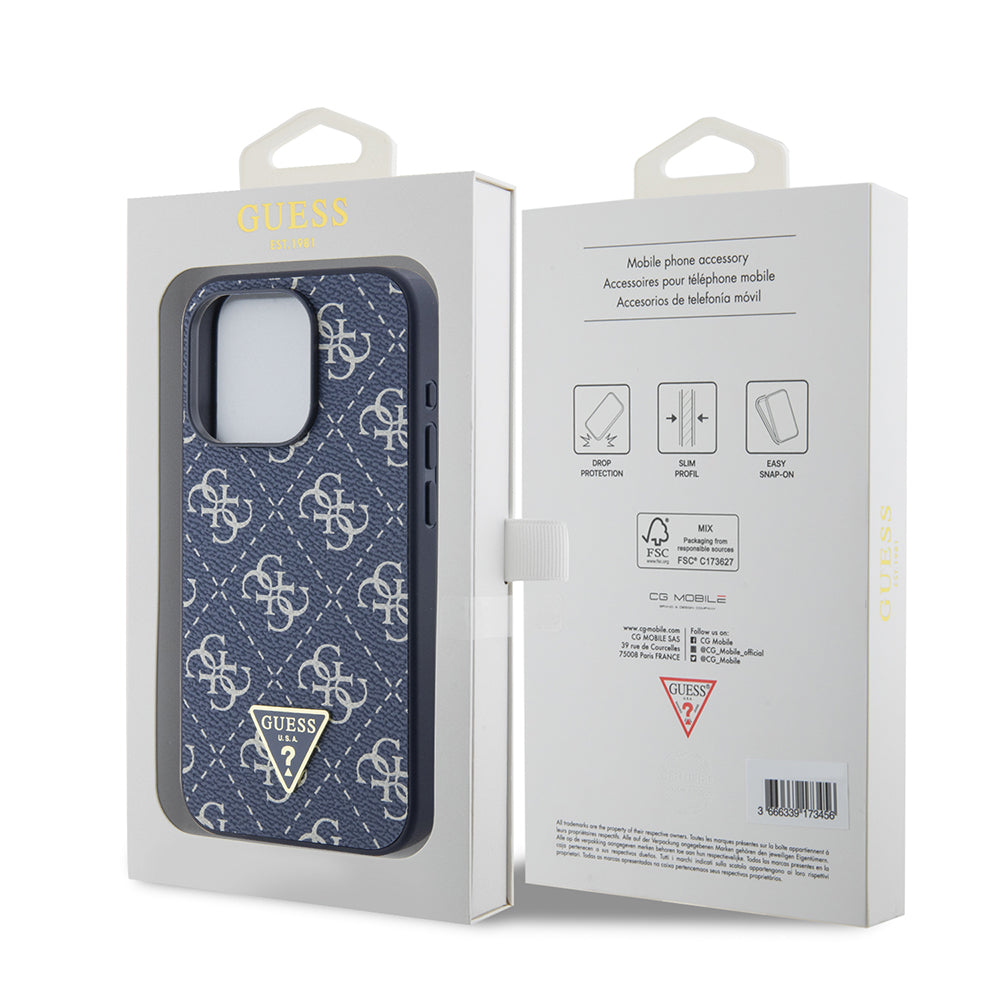 Tok Apple iPhone 15 Pro-hoz, Guess, 4G Triangle Logo, Kék