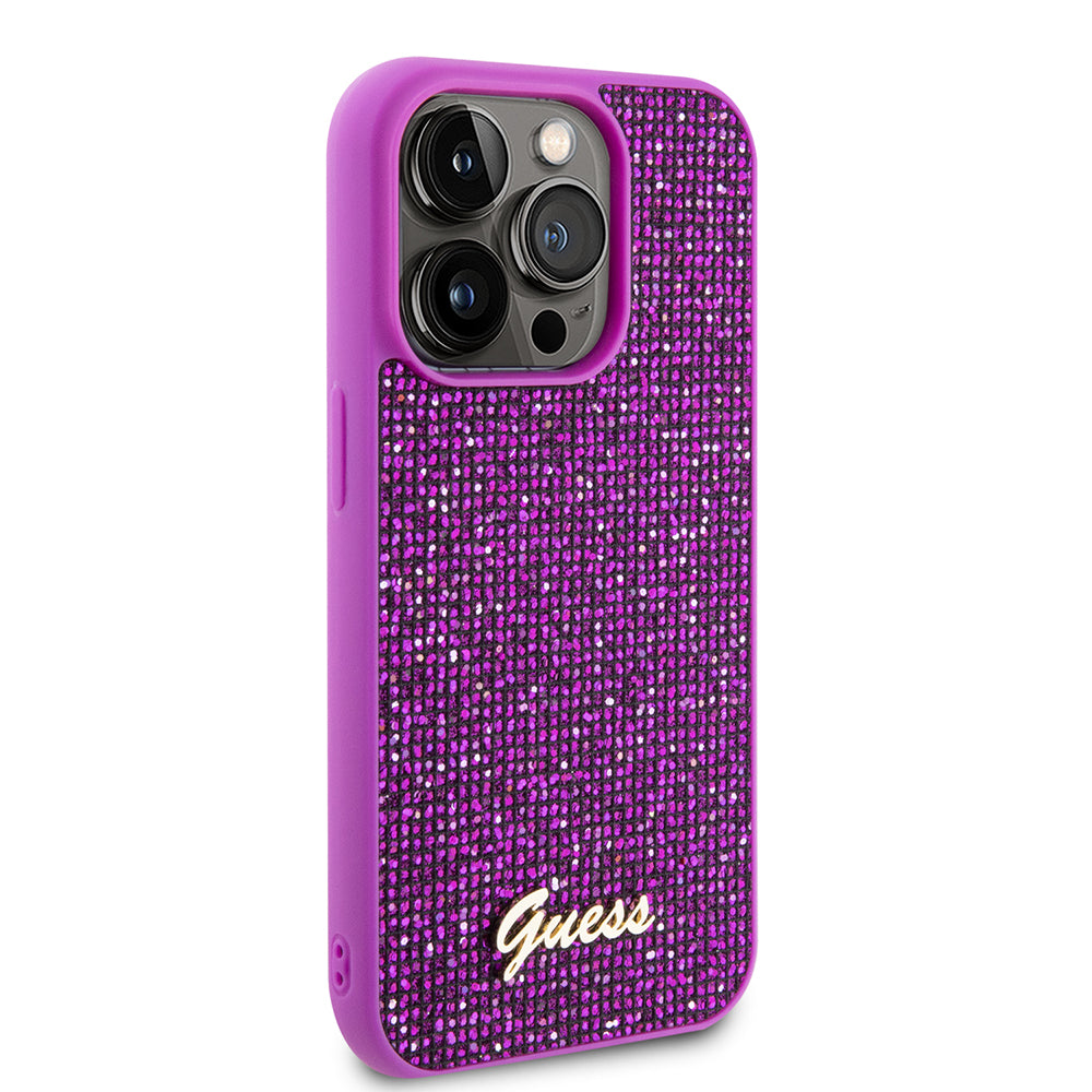 Tok Apple iPhone 15 Pro-hoz, Guess, Disco Metal Script, Fukszia