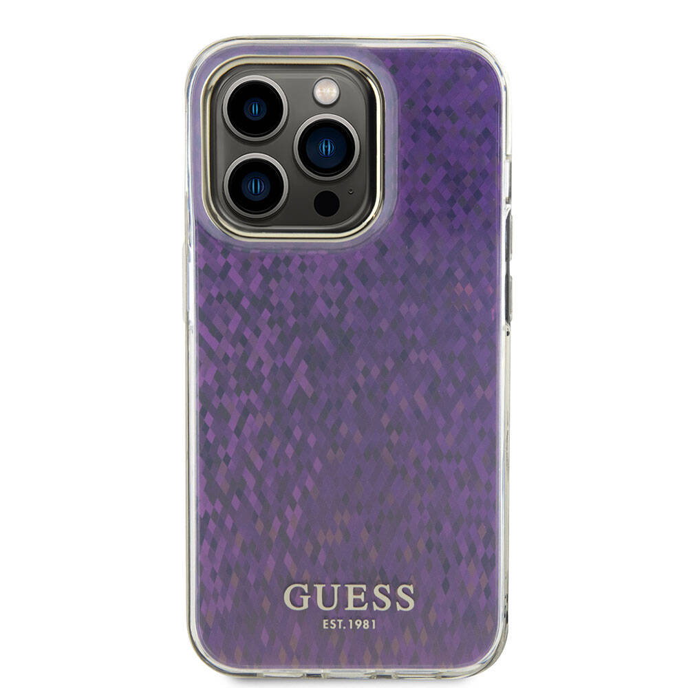 Tok Apple iPhone 15 Pro-hoz, Guess, IML Faceted Mirror Disco Iridescent, Rózsaszín