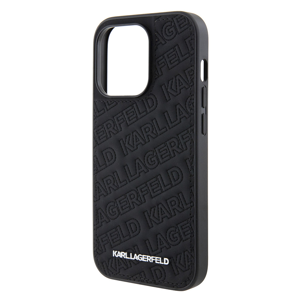 Tok Apple iPhone 15 Pro-hoz, Karl Lagerfeld, Diagonal Quilted K mintás, Fekete
