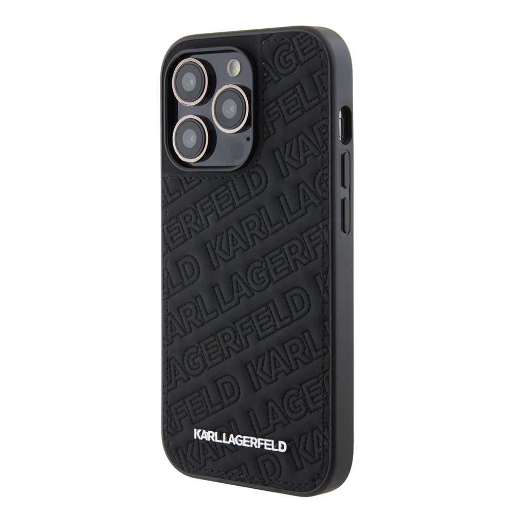 Tok Apple iPhone 15 Pro-hoz, Karl Lagerfeld, Diagonal Quilted K mintás, Fekete