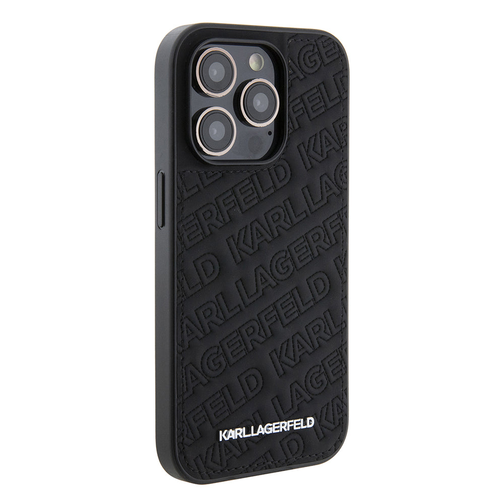 Tok Apple iPhone 15 Pro-hoz, Karl Lagerfeld, Diagonal Quilted K mintás, Fekete