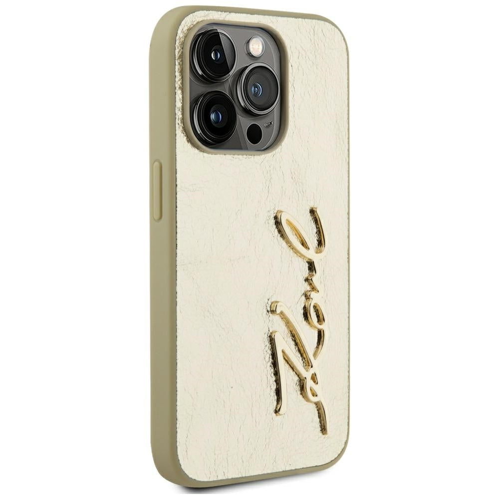 Tok Apple iPhone 15 Pro-hoz, Karl Lagerfeld, Metal Signature, Arany