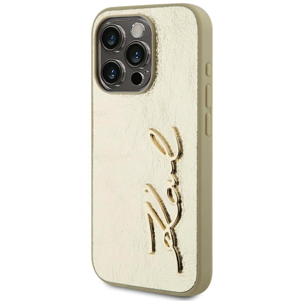 Tok Apple iPhone 15 Pro-hoz, Karl Lagerfeld, Metal Signature, Arany