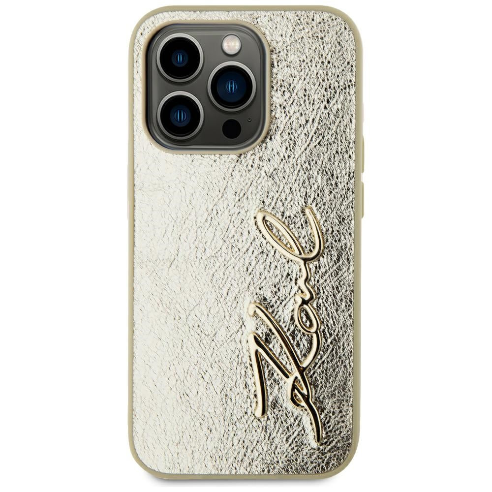Tok Apple iPhone 15 Pro-hoz, Karl Lagerfeld, Metal Signature, Arany