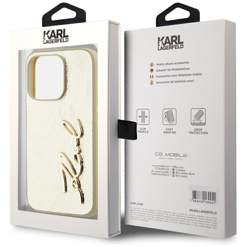Tok Apple iPhone 15 Pro-hoz, Karl Lagerfeld, Metal Signature, Arany