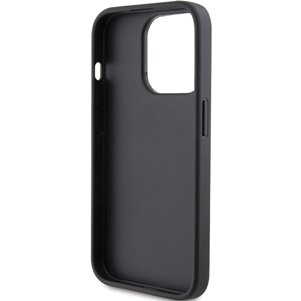 Tok Apple iPhone 15 Pro-hoz, Karl Lagerfeld, Saffiano kártyatartós fém Karl & Choupette, Fekete