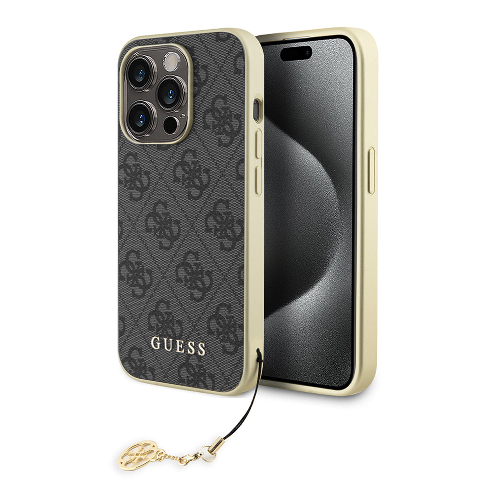 Case for Apple iPhone 15 Pro Max, Guess, 4G Charm, Gray