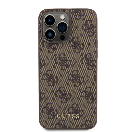 Tok Apple iPhone 15 Pro Max-hoz, Guess, 4G Metal Gold Logo, Barna