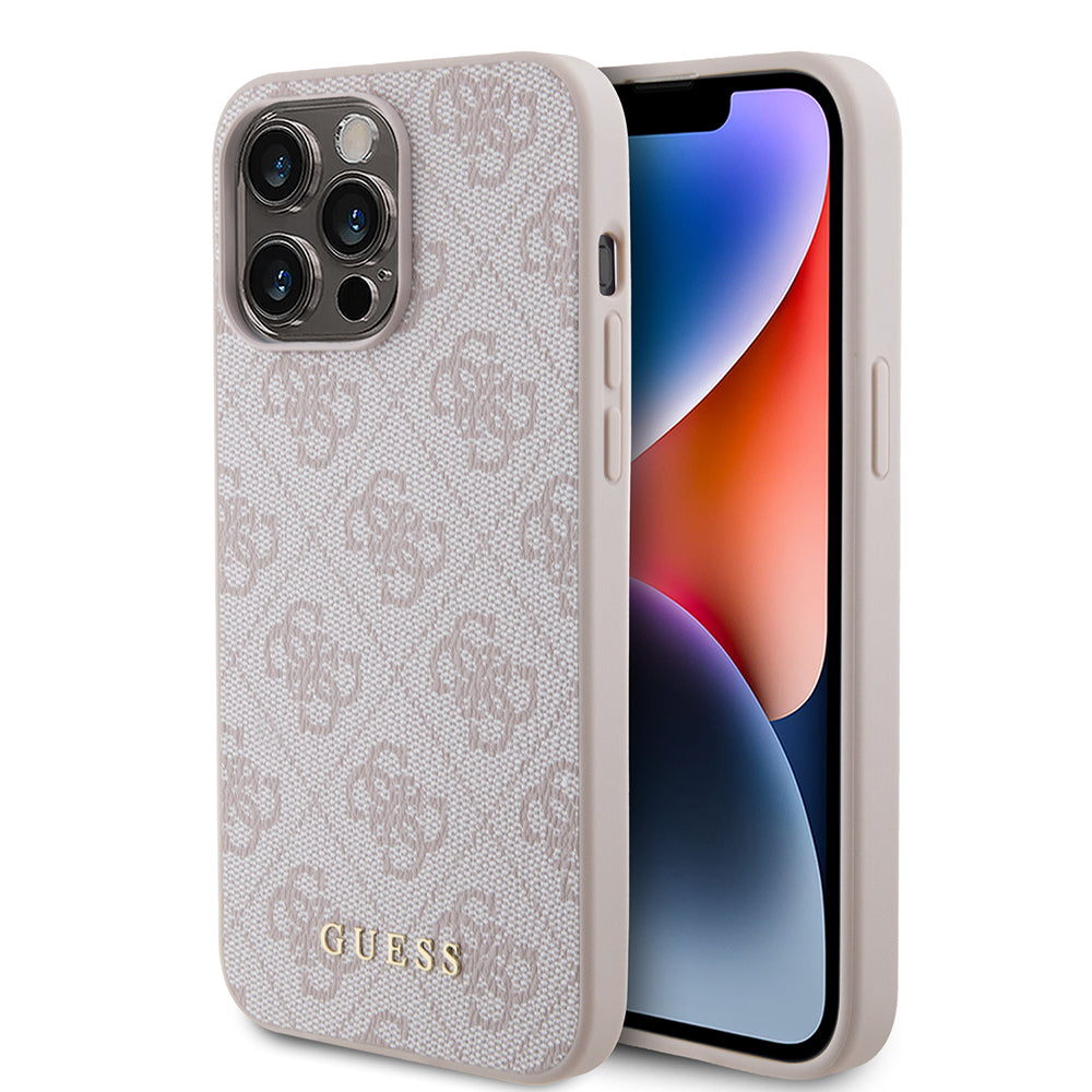 Tok Apple iPhone 15 Pro Max-hoz, Guess, 4G Metal Gold Logo, Rózsaszín