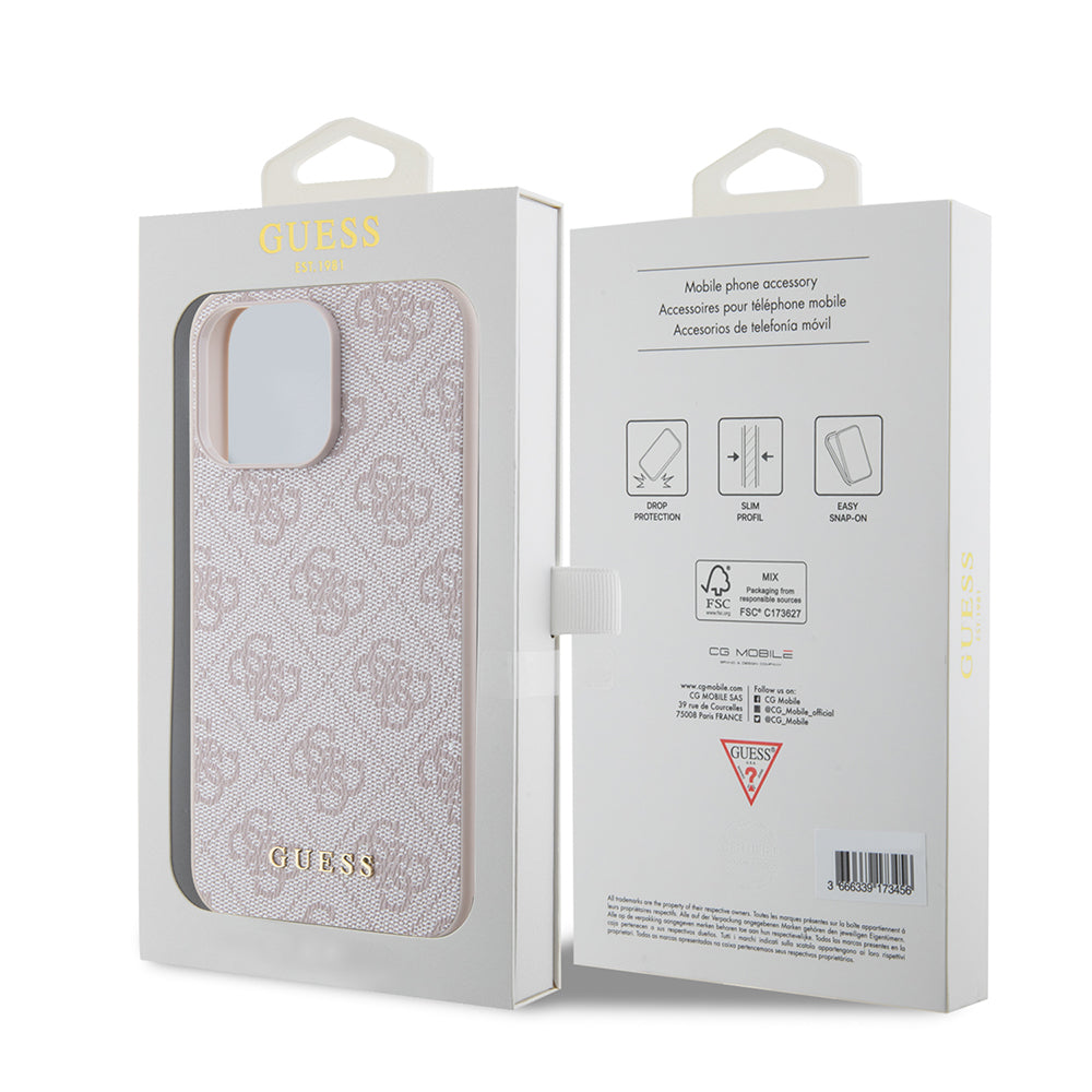 Tok Apple iPhone 15 Pro Max-hoz, Guess, 4G Metal Gold Logo, Rózsaszín