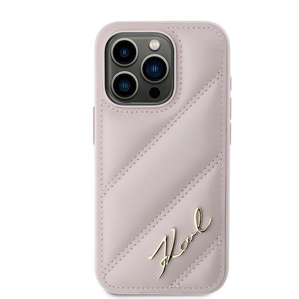 Tok Apple iPhone 15 Pro Max-hoz, Karl Lagerfeld, Diagonal Quilted Script, Rózsaszín