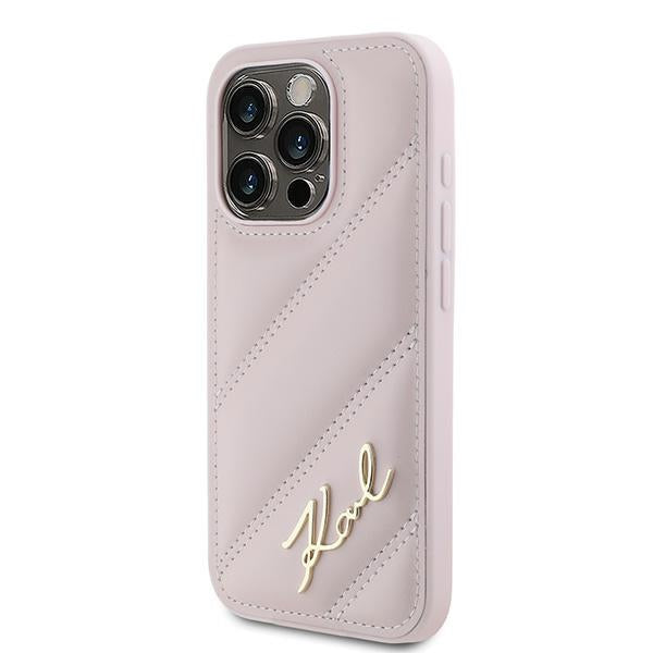 Tok Apple iPhone 15 Pro Max-hoz, Karl Lagerfeld, Diagonal Quilted Script, Rózsaszín