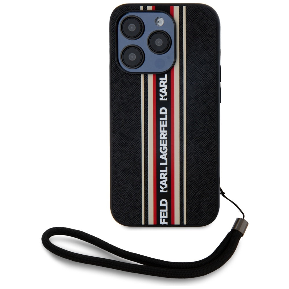 Tok Apple iPhone 15 Pro Max-hoz, Karl Lagerfeld, Saffiano Athleisure Stripes with Strap, Rosie