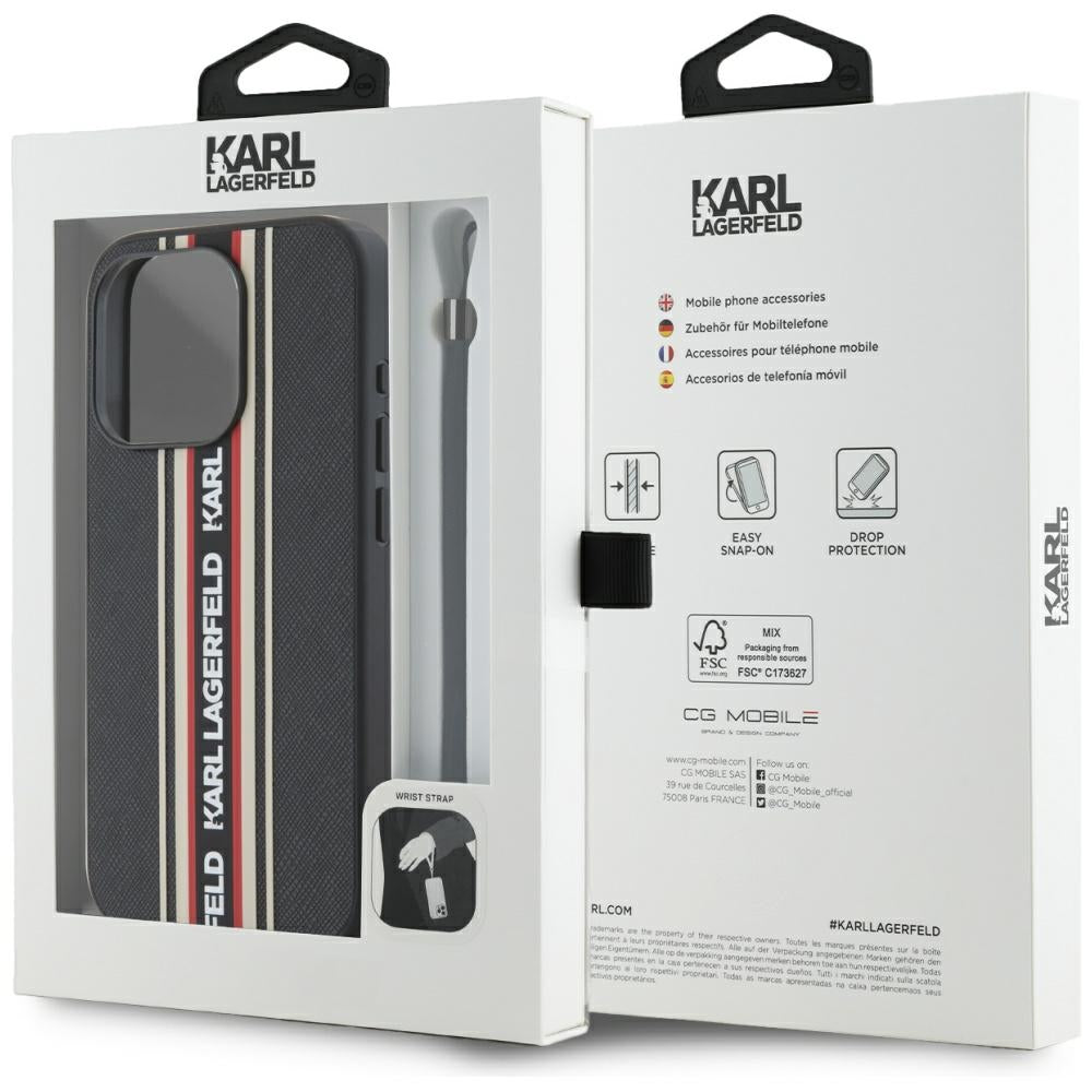 Tok Apple iPhone 15 Pro Max-hoz, Karl Lagerfeld, Saffiano Athleisure Stripes with Strap, Rosie