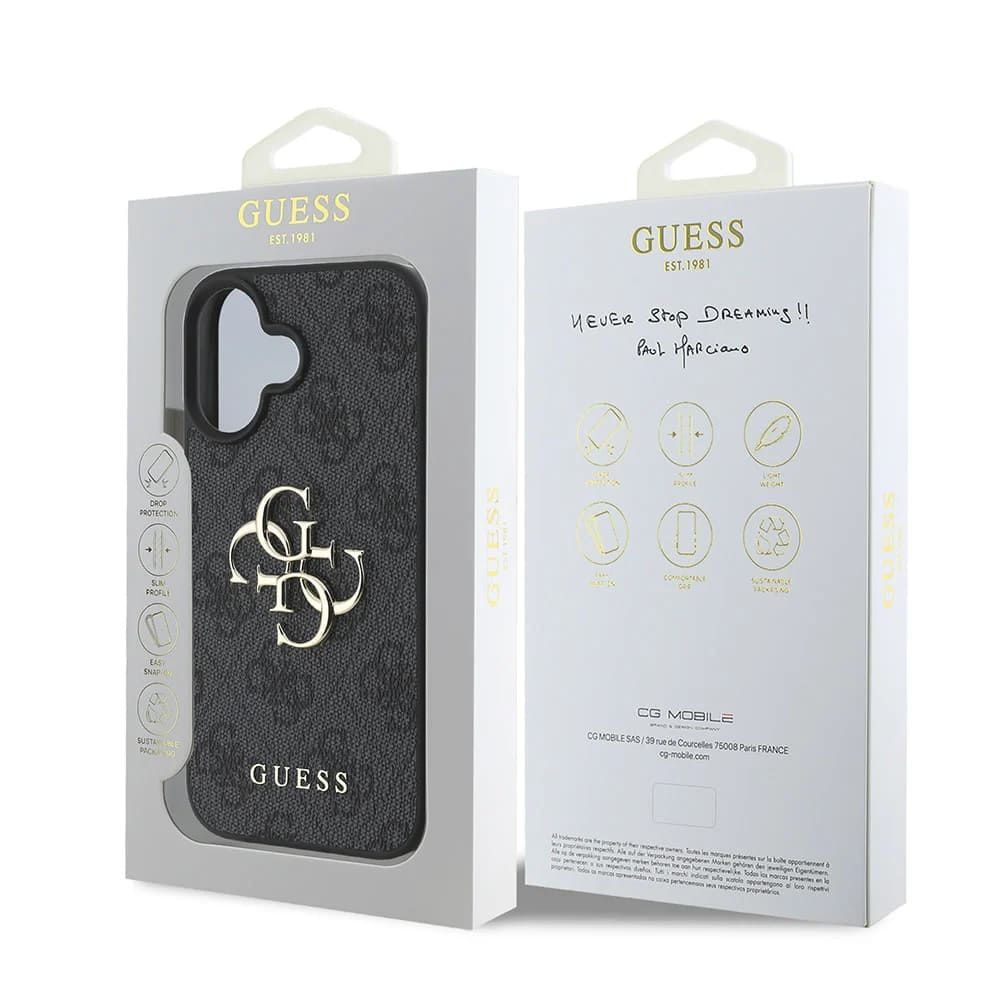 Tok Apple iPhone 16-hoz, Guess, 4G Big Logo, Fekete