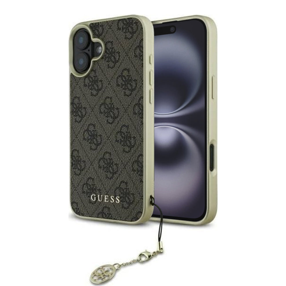 Tok Apple iPhone 16-hoz, Guess, 4G Charm, Barna